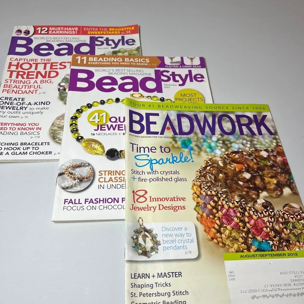 Beading Jewelry Craft Magazine Lot of 3 Bead Style Beadwork‎ Projects
